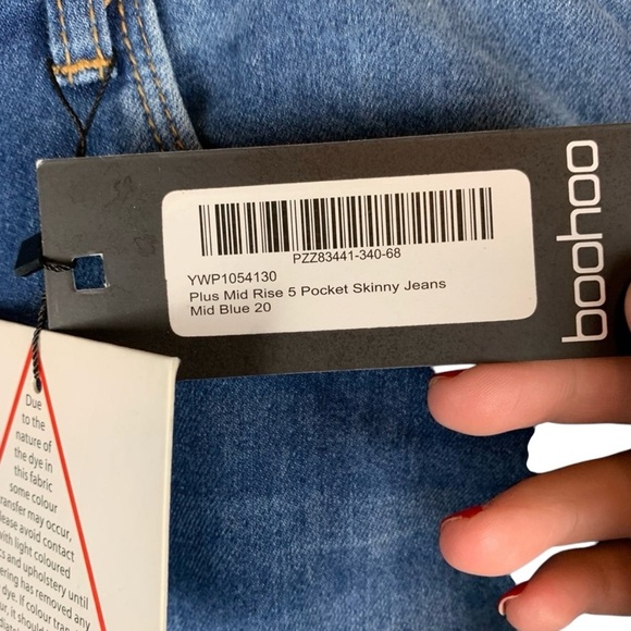 Boohoo NWT Blue Mid-Rise Skinny Jeans size 16 - Picture 6 of 8